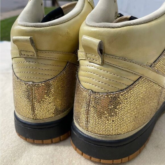 Vintage 2009 Nike SB Womens Dunk High Skinny 'Metallic Gold’ Great Condition - Picture 7 of 11